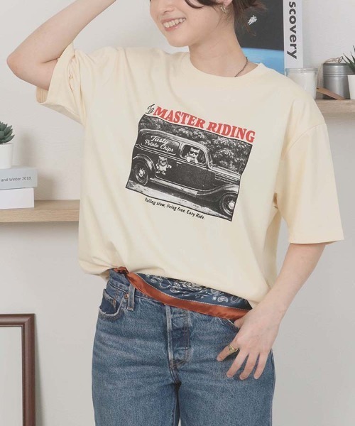 Bleu Bleuet(ブルーブルーエ)の「catフォトTシャツ(Tシャツ/カットソー・レディース・ホワイト/クリーム/ネイビー・M)」の12枚目の写真