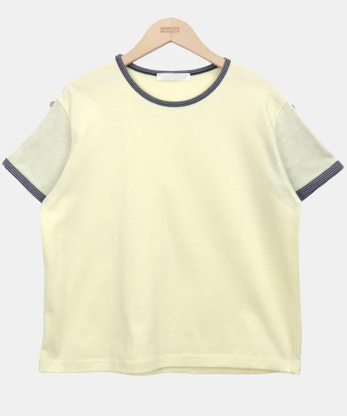 VIVID LADY（ビビッドレディー）の「配色ボーダー ロールアップ半袖Tシャツ（Tシャツ/カットソー・レディース・チャコールグレー/ホワイト・FREE）」の7枚目の写真