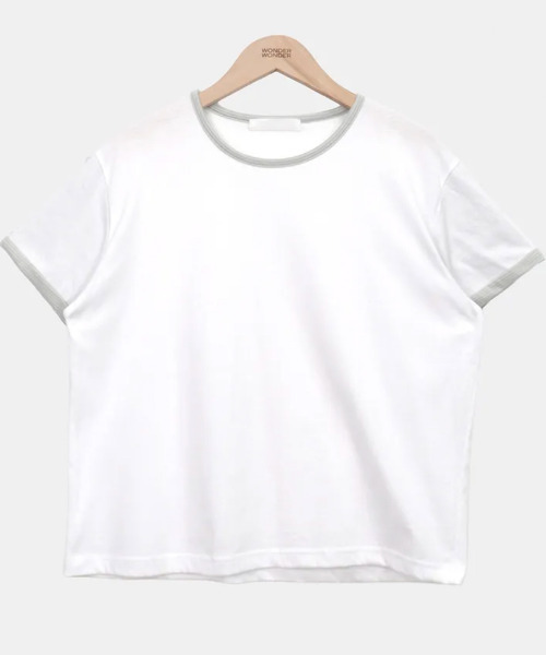 VIVID LADY（ビビッドレディー）の「配色ボーダー ロールアップ半袖Tシャツ（Tシャツ/カットソー・レディース・チャコールグレー/ホワイト・FREE）」の11枚目の写真