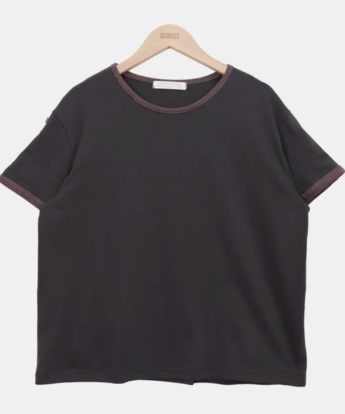 VIVID LADY（ビビッドレディー）の「配色ボーダー ロールアップ半袖Tシャツ（Tシャツ/カットソー・レディース・チャコールグレー/ホワイト・FREE）」の4枚目の写真