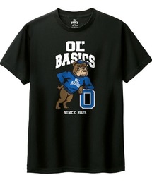 Ol' Basics（オール・ベーシックス） 半袖Tシャツ ブルドッグイラスト ロゴ プリント Tシャツ 半袖 トップス カットソー アメカジ カジュアル レディース ユニセックス