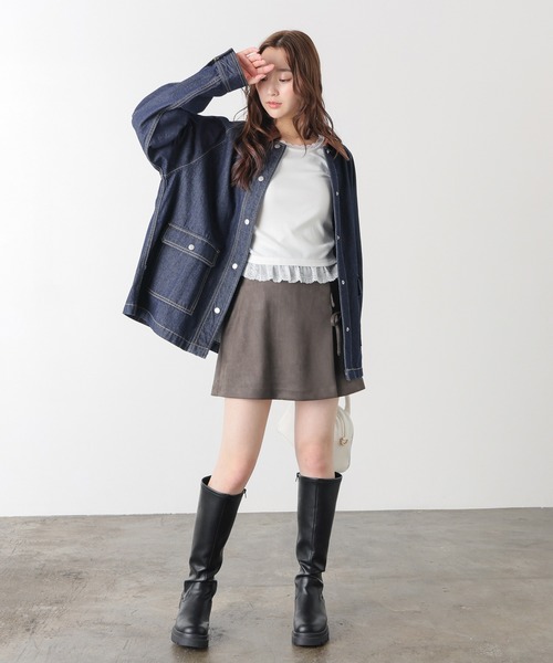 Honeys(ハニーズ)の「裏地パンツ付ミニスカート(スカート・レディース・キャメル/ブラウン/グレイッシュベージュ・L/LL/M/S)」の11枚目の写真