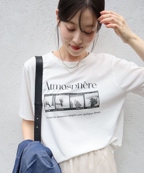 le.coeur blanc（ルクールブラン）の「【撥水・撥油・防汚】AtmosphereTシャツ（Tシャツ/カットソー・レディース・ブラック/オフホワイト・38）」の2枚目の写真