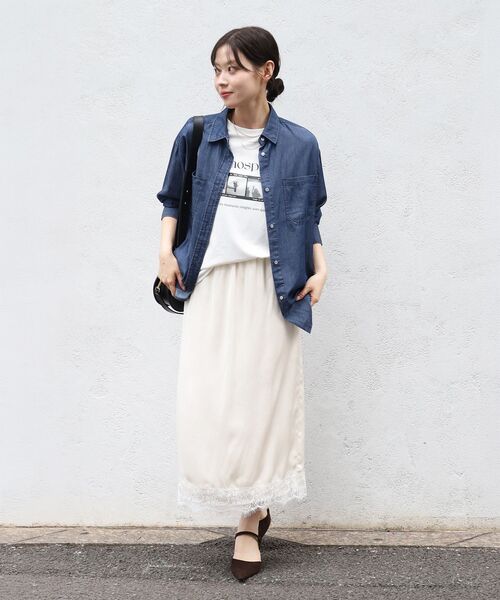 le.coeur blanc（ルクールブラン）の「【撥水・撥油・防汚】AtmosphereTシャツ（Tシャツ/カットソー・レディース・ブラック/オフホワイト・38）」の5枚目の写真