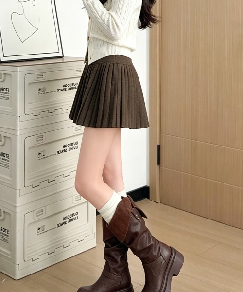 Miniministore(ミニミニストア)の「ニットプリーツ ミニスカート レディース(スカート・レディース・ダークグレー/ブラウン/ブラック/アイボリー・L/M)」の9枚目の写真