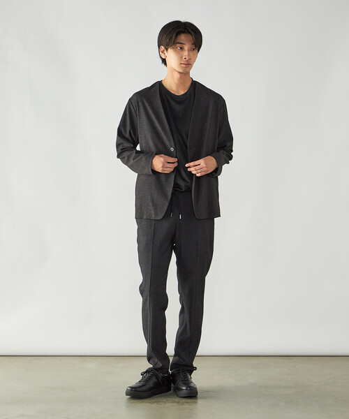 COMME CA ISM(コムサイズム)の「デニムライク ストレッチ ノーカラージャケット(ノーカラージャケット・メンズ・ブラック/ネイビー・L/S/M)」の3枚目の写真