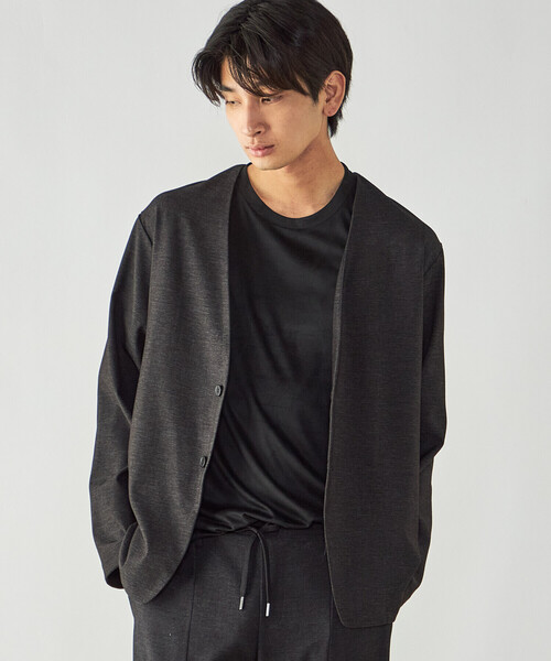COMME CA ISM(コムサイズム)の「デニムライク ストレッチ ノーカラージャケット(ノーカラージャケット・メンズ・ブラック/ネイビー・L/S/M)」の6枚目の写真