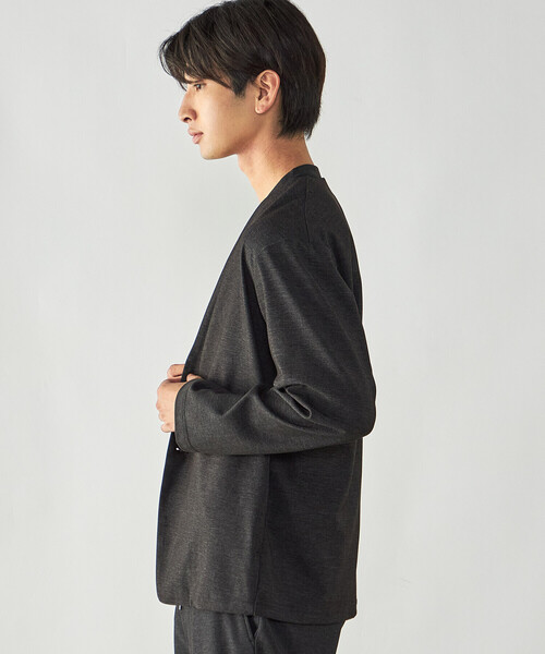 COMME CA ISM(コムサイズム)の「デニムライク ストレッチ ノーカラージャケット(ノーカラージャケット・メンズ・ブラック/ネイビー・L/S/M)」の7枚目の写真