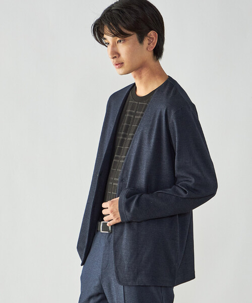COMME CA ISM(コムサイズム)の「デニムライク ストレッチ ノーカラージャケット(ノーカラージャケット・メンズ・ブラック/ネイビー・L/S/M)」の13枚目の写真