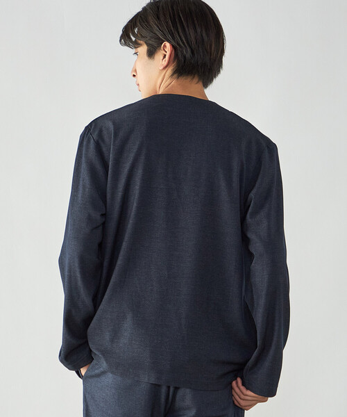 COMME CA ISM(コムサイズム)の「デニムライク ストレッチ ノーカラージャケット(ノーカラージャケット・メンズ・ブラック/ネイビー・L/S/M)」の14枚目の写真