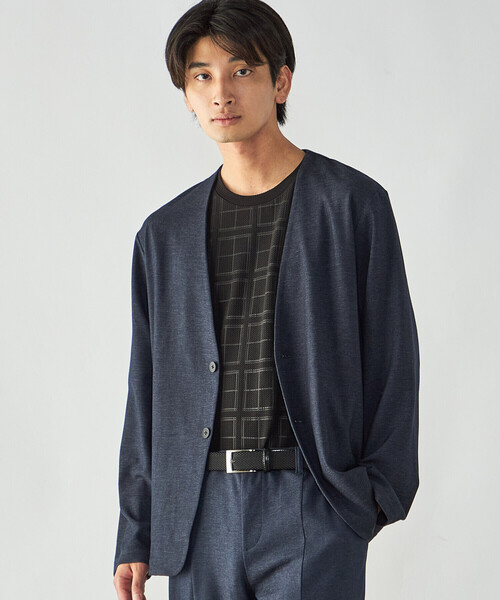 COMME CA ISM(コムサイズム)の「デニムライク ストレッチ ノーカラージャケット(ノーカラージャケット・メンズ・ブラック/ネイビー・L/S/M)」の15枚目の写真