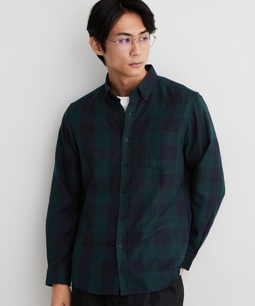 THE SHOP TK (ザ ショップ ティーケー )の「【防シワ/洗濯機OK】アソート 長袖ネルシャツ(シャツ/ブラウス・メンズ・ネイビー/モスグリーン系1/ブルー系その他・01/02/03/04)」の2枚目の写真