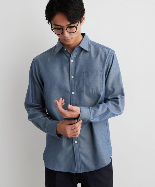 THE SHOP TK (ザ ショップ ティーケー )の「【防シワ/洗濯機OK】アソート 長袖ネルシャツ(シャツ/ブラウス・メンズ・ネイビー/モスグリーン系1/ブルー系その他・01/02/03/04)」の5枚目の写真