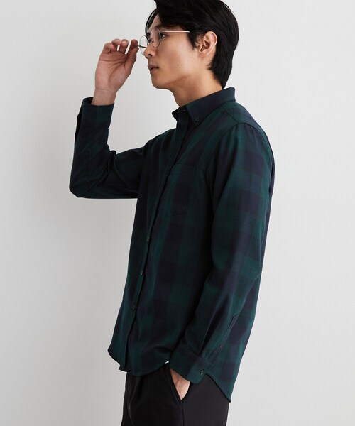 THE SHOP TK (ザ ショップ ティーケー )の「【防シワ/洗濯機OK】アソート 長袖ネルシャツ(シャツ/ブラウス・メンズ・ネイビー/モスグリーン系1/ブルー系その他・01/02/03/04)」の9枚目の写真