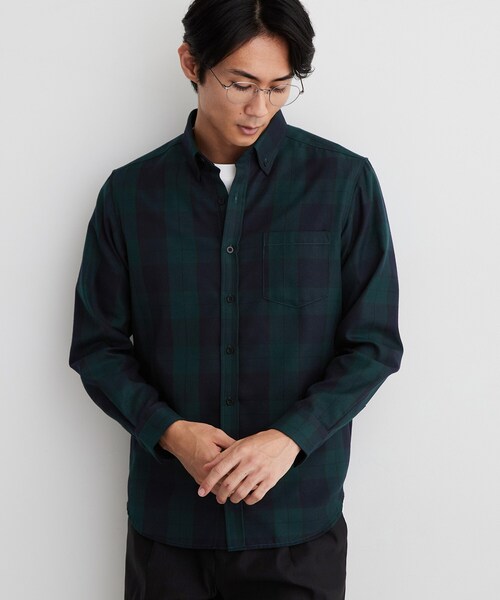 THE SHOP TK (ザ ショップ ティーケー )の「【防シワ/洗濯機OK】アソート 長袖ネルシャツ(シャツ/ブラウス・メンズ・ネイビー/モスグリーン系1/ブルー系その他・01/02/03/04)」の10枚目の写真