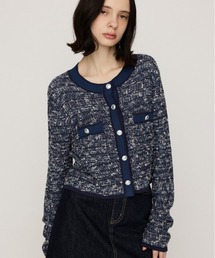 BICOLOR TWEED KNIT TOPS バイカラーツイードニットトップス 秋服
