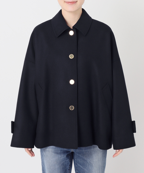 Spick & Span(スピックアンドスパン)の「《40周年 別注 / 》Traditional Weatherwear MALTON B/T SHORT*(ステンカラーコート・レディース・ネイビー/キャメル・34)」の5枚目の写真