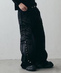 Metal Stud Grunge Wide-Leg Jeans / メタルスタッズグランジワイドデニムパンツ