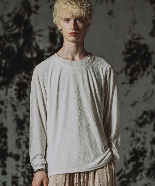 NO ID.(ノーアイディ)の「mlt5807-レイヤードC/N-PO プルオーバー(459006-556T)(Tシャツ/カットソー・メンズ・グレー/ホワイト/ブラック・ONE SIZE)」の1枚目の写真