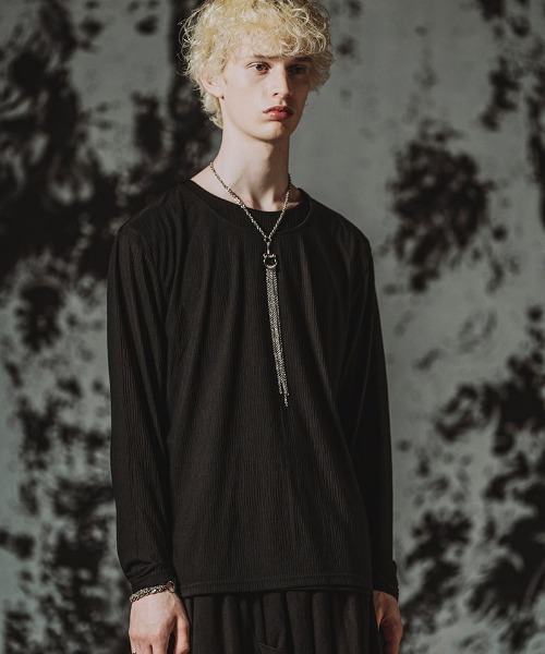 NO ID.(ノーアイディ)の「mlt5807-レイヤードC/N-PO プルオーバー(459006-556T)(Tシャツ/カットソー・メンズ・グレー/ホワイト/ブラック・ONE SIZE)」の2枚目の写真