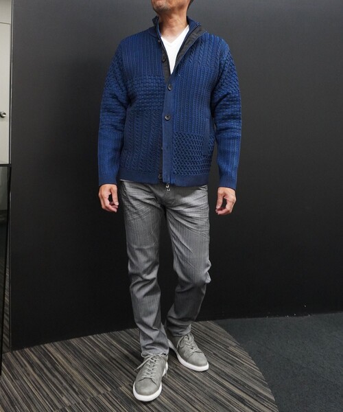 NICOLE selection(ニコルセレクション)の「編地切替スタンドニットブルゾン(カーディガン/ボレロ・メンズ・ベージュ/ブラック/その他2/ライトグレー/ネイビー・M/L/XL)」の14枚目の写真