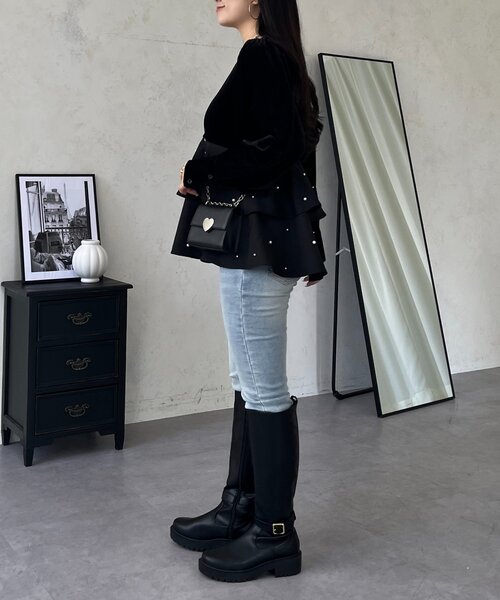 prose verse（プロズヴェール）の「パールフリルベロアペプラムブラウス（シャツ/ブラウス・レディース・ブラック・LARGE/MEDIUM）」の11枚目の写真
