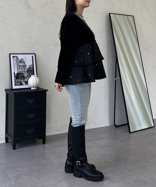 prose verse（プロズヴェール）の「パールフリルベロアペプラムブラウス（シャツ/ブラウス・レディース・ブラック・LARGE/MEDIUM）」の13枚目の写真