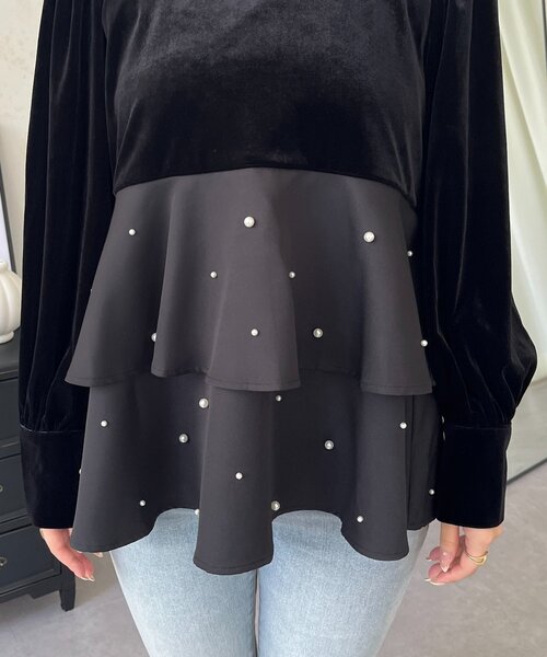 prose verse（プロズヴェール）の「パールフリルベロアペプラムブラウス（シャツ/ブラウス・レディース・ブラック・LARGE/MEDIUM）」の21枚目の写真