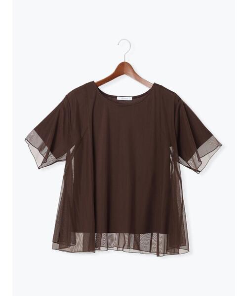 Te chichi（テチチ）の「チュールレイヤードTシャツ（Tシャツ/カットソー・レディース・オフホワイト/ブラウン/ブラック・F）」の19枚目の写真
