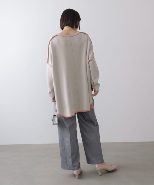 Bou Jeloud(ブージュルード)の「リバーシブルダブル丸首ポンチョ風ニット(ニット/セーター・レディース・ピンク/アイボリー・FREE)」の14枚目の写真
