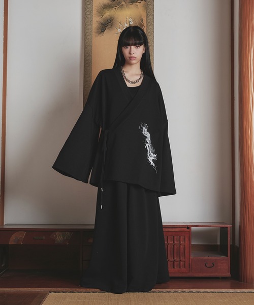 狐独(コドク)の「狐プリントスウェット羽織ジャケット/セットアップ対応(その他アウター・メンズ・チャコール/ブラック・MEDIUM/LARGE)」の11枚目の写真
