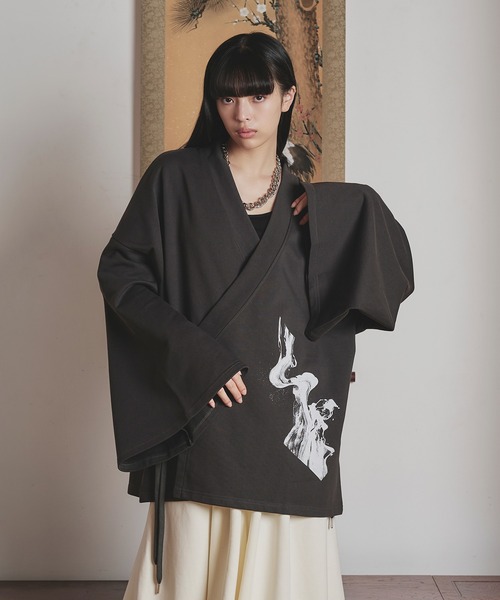 狐独(コドク)の「狐プリントスウェット羽織ジャケット/セットアップ対応(その他アウター・メンズ・チャコール/ブラック・MEDIUM/LARGE)」の19枚目の写真