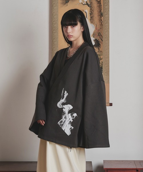 狐独(コドク)の「狐プリントスウェット羽織ジャケット/セットアップ対応(その他アウター・メンズ・チャコール/ブラック・MEDIUM/LARGE)」の20枚目の写真