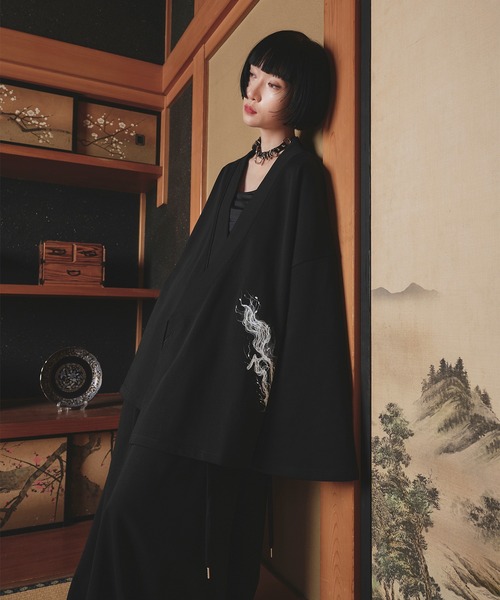 狐独(コドク)の「狐プリントスウェット羽織ジャケット/セットアップ対応(その他アウター・メンズ・チャコール/ブラック・MEDIUM/LARGE)」の17枚目の写真