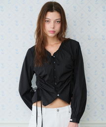 CLASSIC SHIRRING BLOUSE BLACK