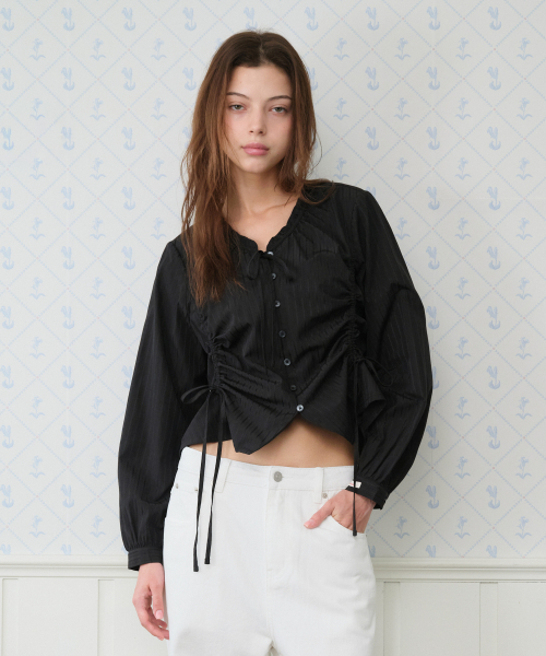 AMESWORLDWIDE（アメスワールドワイド）の「CLASSIC SHIRRING BLOUSE BLACK（シャツ/ブラウス・レディース・その他・FREE）」の7枚目の写真
