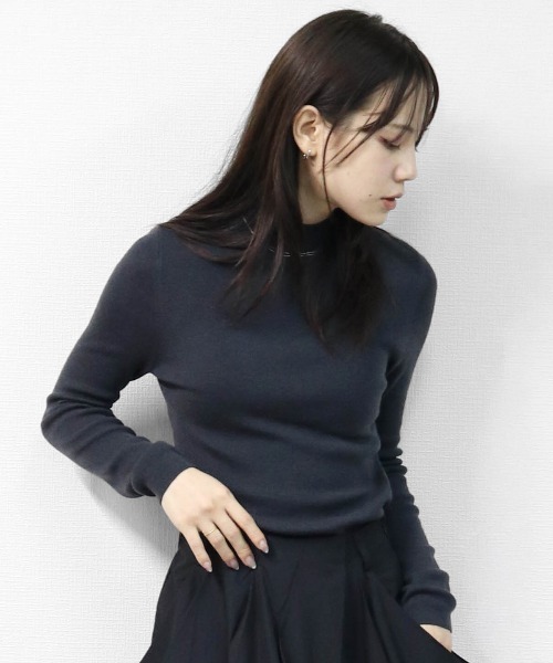 THE CELL.(ザセルドット)の「WOOLブレンド 1×1リブハイネックニット 1×1 RIB HIGH NECK KNIT(ニット/セーター・レディース・ワインレッド/チャコールグレー/パープル/ブラック/ブラウン/アイボリー・FREE)」の1枚目の写真