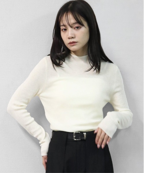 THE CELL.(ザセルドット)の「WOOLブレンド 1×1リブハイネックニット 1×1 RIB HIGH NECK KNIT(ニット/セーター・レディース・ワインレッド/チャコールグレー/パープル/ブラック/ブラウン/アイボリー・FREE)」の2枚目の写真
