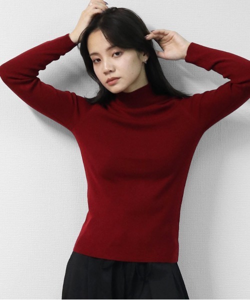 THE CELL.(ザセルドット)の「WOOLブレンド 1×1リブハイネックニット 1×1 RIB HIGH NECK KNIT(ニット/セーター・レディース・ワインレッド/チャコールグレー/パープル/ブラック/ブラウン/アイボリー・FREE)」の6枚目の写真