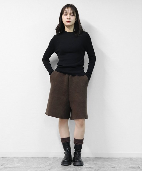 THE CELL.(ザセルドット)の「WOOLブレンド 1×1リブハイネックニット 1×1 RIB HIGH NECK KNIT(ニット/セーター・レディース・ワインレッド/チャコールグレー/パープル/ブラック/ブラウン/アイボリー・FREE)」の10枚目の写真