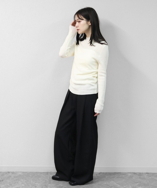 THE CELL.(ザセルドット)の「WOOLブレンド 1×1リブハイネックニット 1×1 RIB HIGH NECK KNIT(ニット/セーター・レディース・ワインレッド/チャコールグレー/パープル/ブラック/ブラウン/アイボリー・FREE)」の7枚目の写真