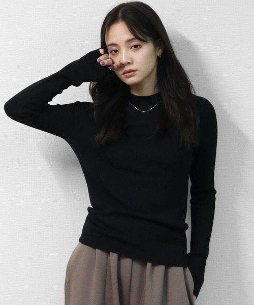 THE CELL.(ザセルドット)の「WOOLブレンド 1×1リブハイネックニット 1×1 RIB HIGH NECK KNIT(ニット/セーター・レディース・ワインレッド/チャコールグレー/パープル/ブラック/ブラウン/アイボリー・FREE)」の12枚目の写真