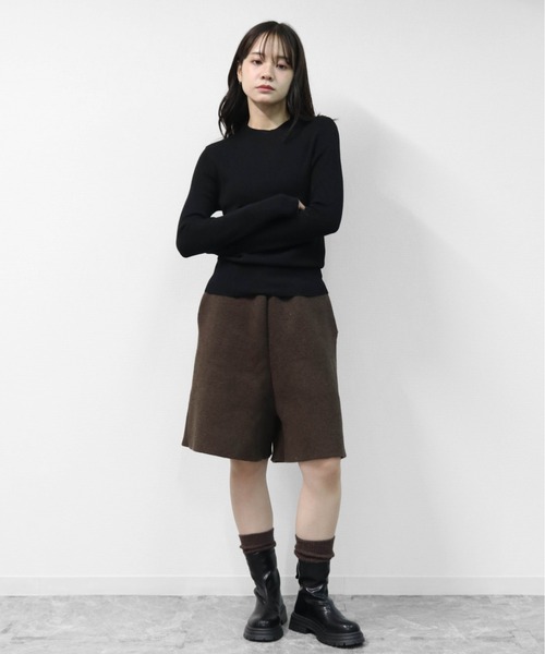 THE CELL.(ザセルドット)の「WOOLブレンド 1×1リブハイネックニット 1×1 RIB HIGH NECK KNIT(ニット/セーター・レディース・ワインレッド/チャコールグレー/パープル/ブラック/ブラウン/アイボリー・FREE)」の9枚目の写真