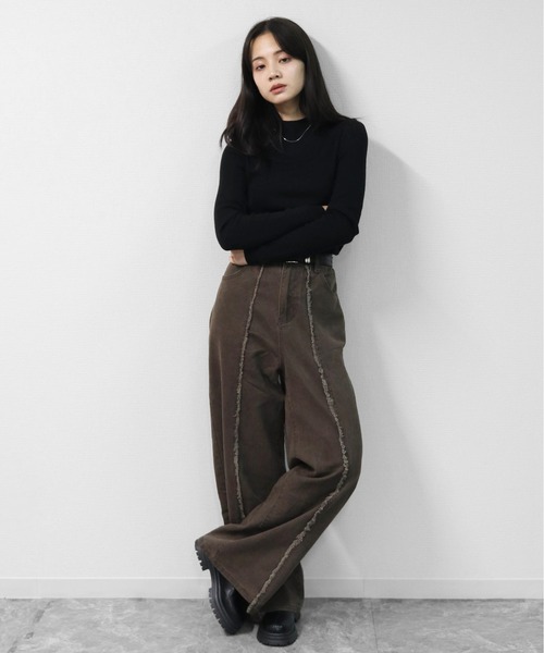 THE CELL.(ザセルドット)の「WOOLブレンド 1×1リブハイネックニット 1×1 RIB HIGH NECK KNIT(ニット/セーター・レディース・ワインレッド/チャコールグレー/パープル/ブラック/ブラウン/アイボリー・FREE)」の18枚目の写真