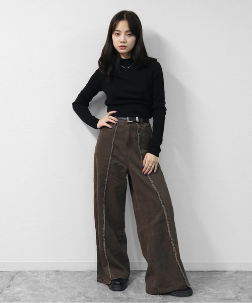 THE CELL.(ザセルドット)の「WOOLブレンド 1×1リブハイネックニット 1×1 RIB HIGH NECK KNIT(ニット/セーター・レディース・ワインレッド/チャコールグレー/パープル/ブラック/ブラウン/アイボリー・FREE)」の19枚目の写真