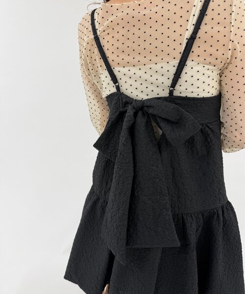 w closet（ダブルクローゼット）の「【バックリボン】エンボスバルーンミニキャミワンピース（ワンピース・レディース・オフホワイト/レッド/ブラック・FREE）」の19枚目の写真