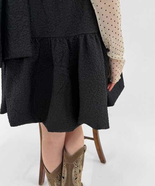 w closet（ダブルクローゼット）の「【バックリボン】エンボスバルーンミニキャミワンピース（ワンピース・レディース・オフホワイト/レッド/ブラック・FREE）」の20枚目の写真
