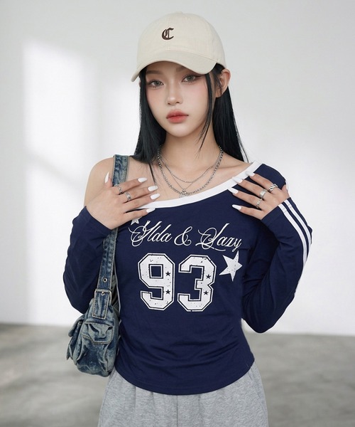 non-hedge(ノンヘッジ)の「ラインオフショルダーロンT(Tシャツ/カットソー・レディース・レッド/ネイビー/ブラック/オフホワイト・FREE)」の13枚目の写真