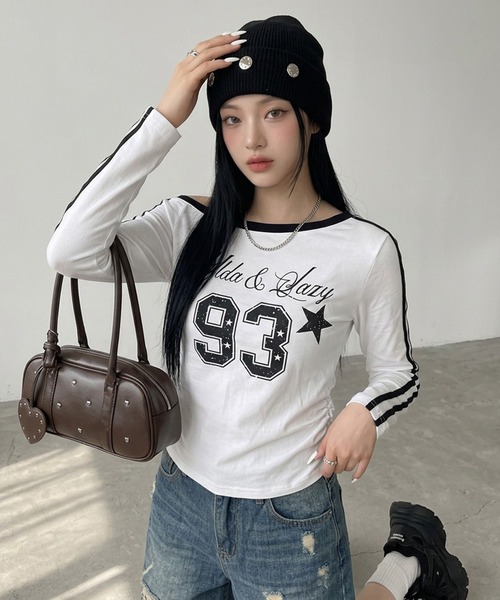 non-hedge(ノンヘッジ)の「ラインオフショルダーロンT(Tシャツ/カットソー・レディース・レッド/ネイビー/ブラック/オフホワイト・FREE)」の18枚目の写真