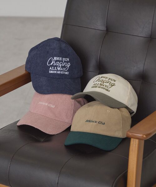 AMERICAN HOLIC(アメリカンホリック)の「コーデュロイロゴキャップ(キャップ・レディース・ピンク/アイボリー/ベージュ/ネイビー・FREE)」の5枚目の写真
